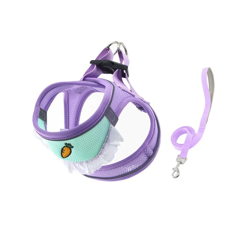 

Escape Proof Pet Harness and Leash Set Drool Bib Design Breathable Pet Harness Leash Easy To Wear Adjustable Dogs Collar Vest