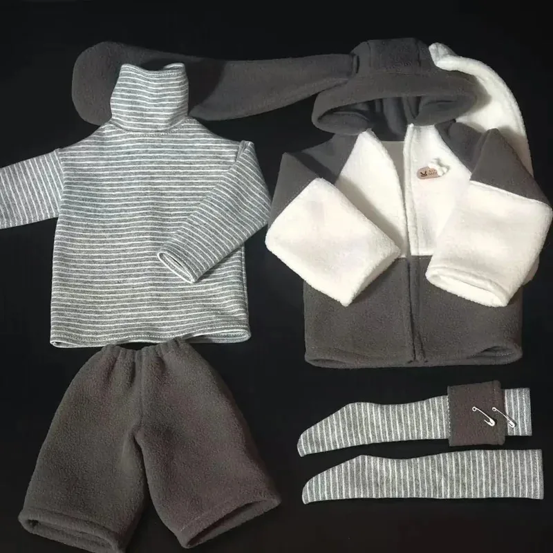 

1/6 1/4 Doll's Clothes Suit for 30/45cm Bjd Doll Dress Up Coat+long Sleeves+shorts+socks Girl Toys Doll Accessories, No Doll