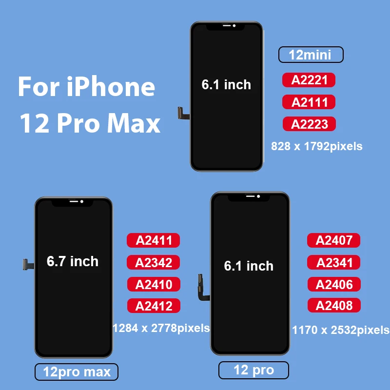 Original OLED LCD Screen For iPhone X 11 12 Pro Max Display For iPhone 12 Mini Touch Screen Replacement Digitizer Assembly