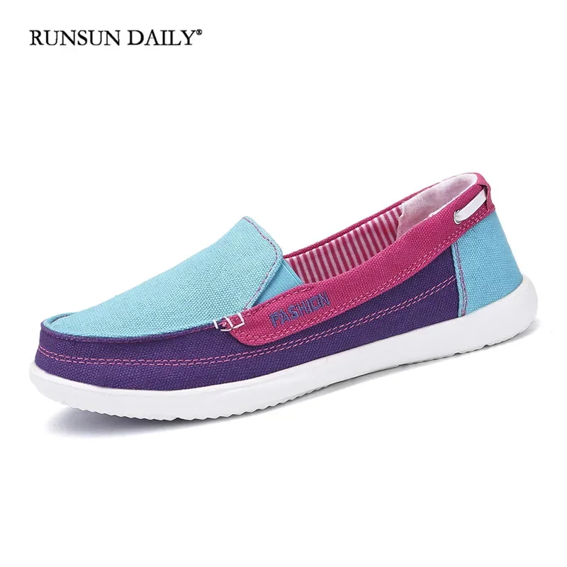 Walking Shoes Women Loafers Canvas Shoes Low Breathable Solid Color  Slip on Flat Casual Shoes