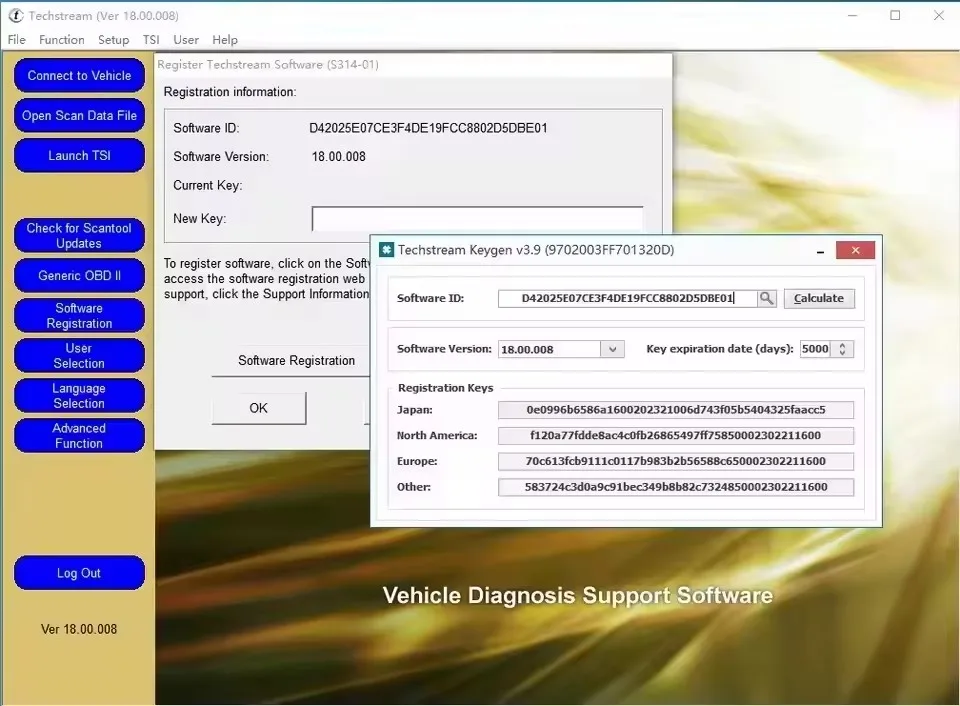 Techstream 18.00.008 versão mais recente para software TOYOTA TIS Link funciona com MINIVCI MINI VCI