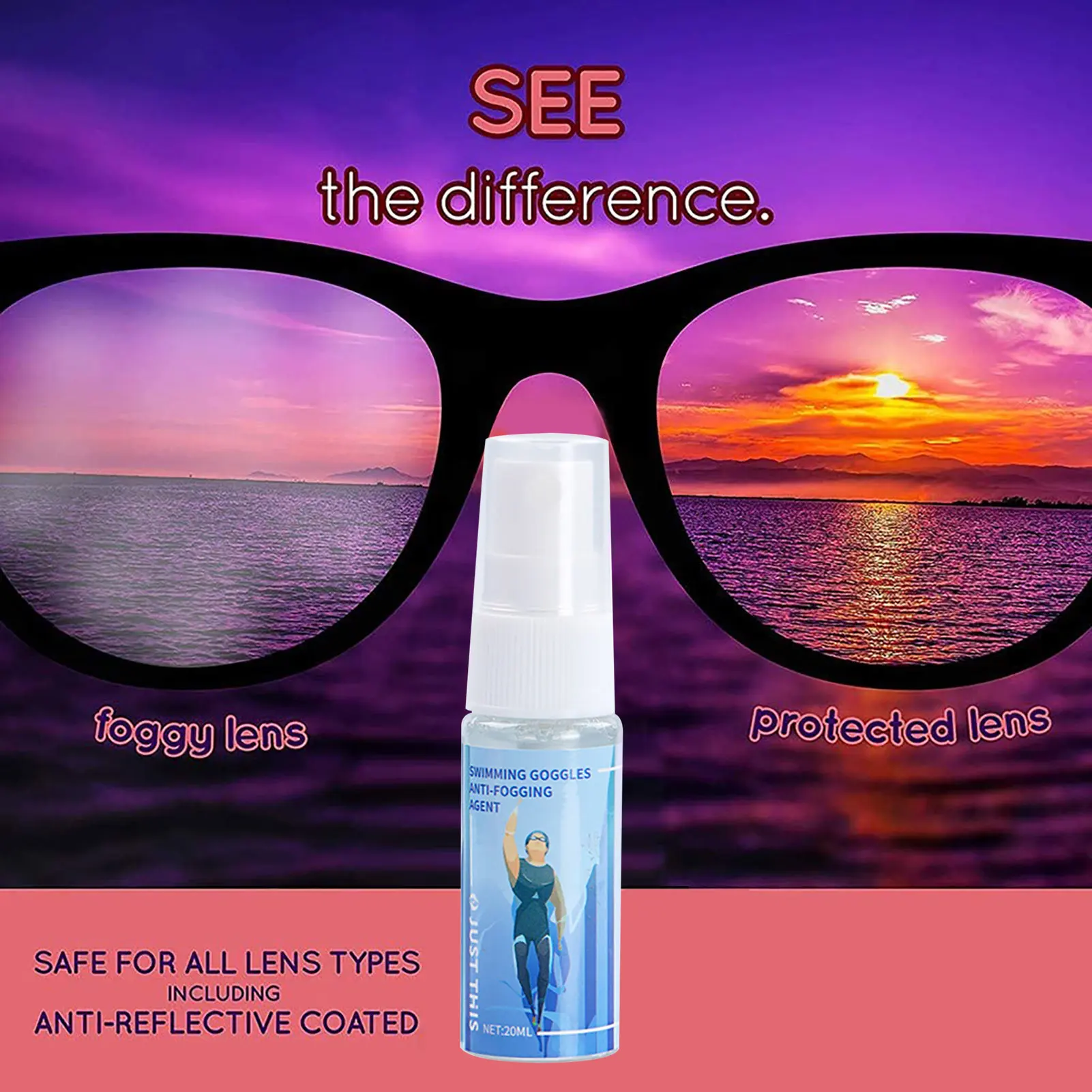 Anti Fog Spray For Goggles Swimming Glass Cleaner Defogger For Eye Glasses Goggles Sunglasses Mirror Antifog Prevents Lens Fog