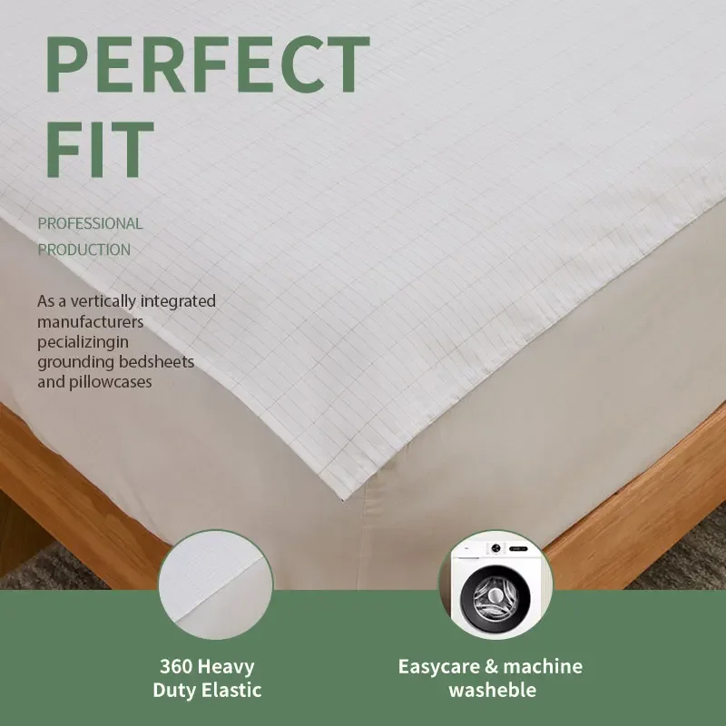 10% Silver Fiber Grounding Sheet Flat Bedsheet with Grounding Cord Organic Cotton Health Sheet Natural Wellness Release Stress
