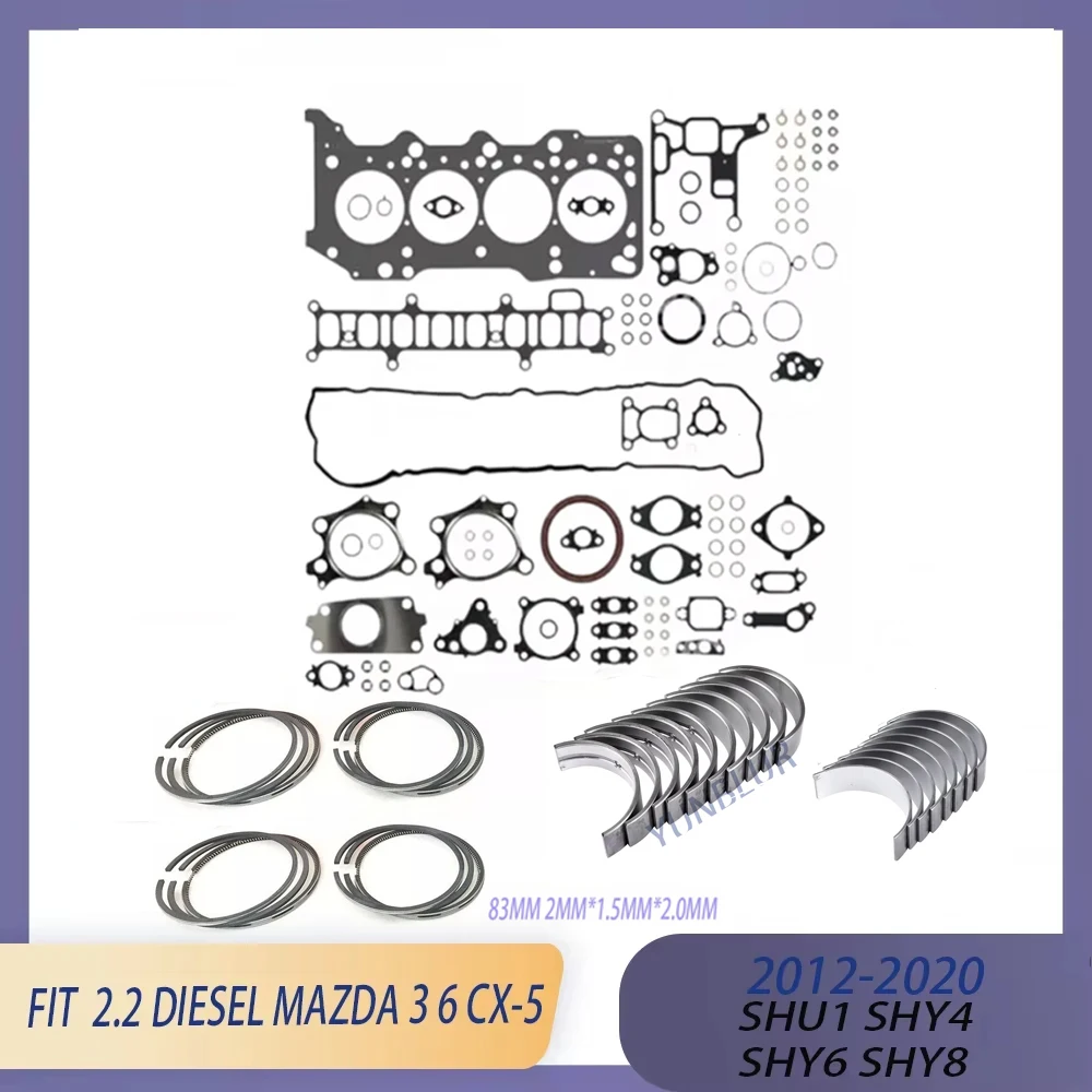 STD Engine Full Cylinder Gasket Bearing Set Piston Ring Kit Fit 2.2 L SHU1 SHY4 SHY6 SHY8 Diesel For 12-20 Mazda 3 6 CX-5 2.2L