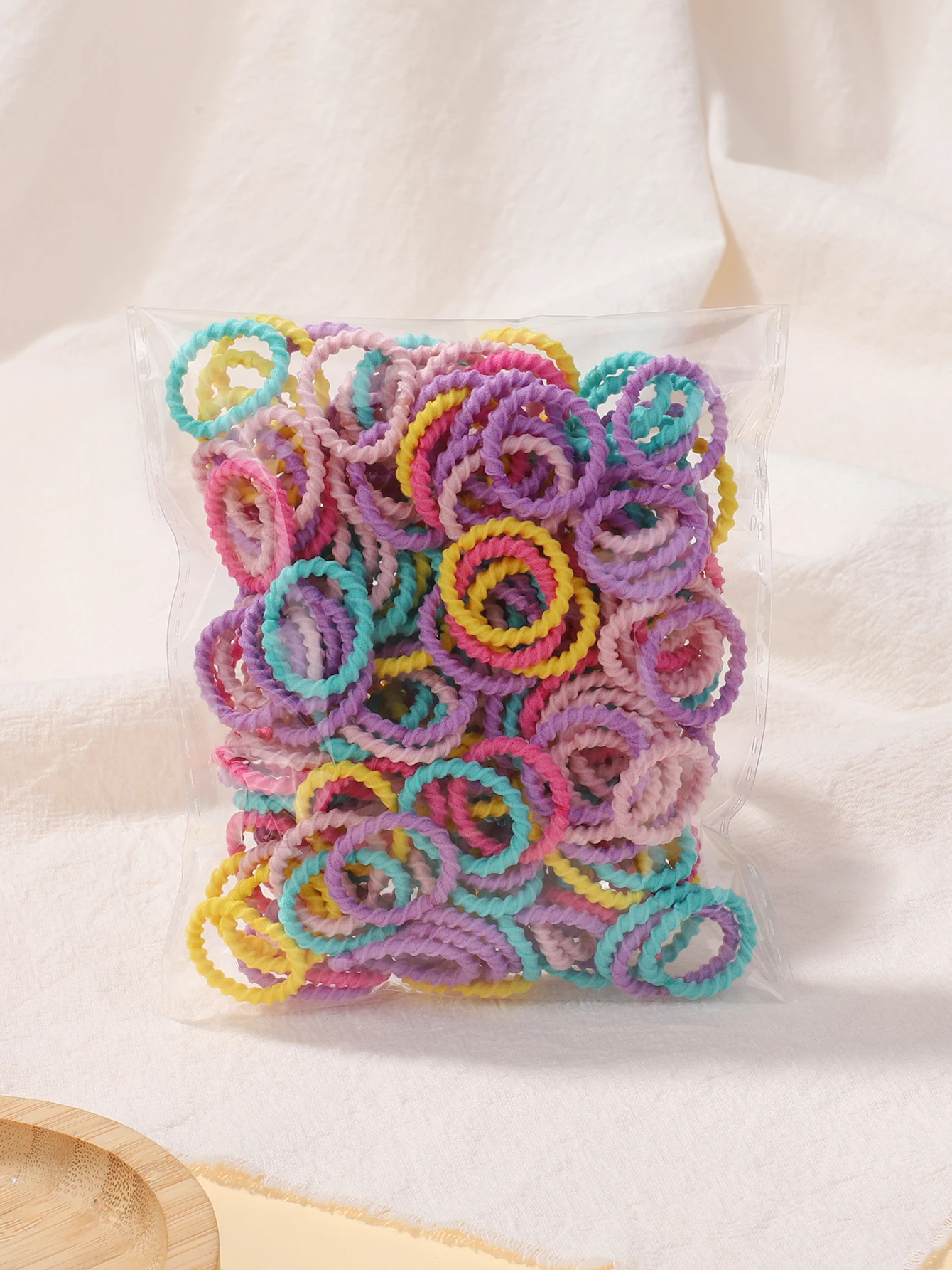 100pcs Toddler Kids Colorful Rubber Band Set 2cm High Elastic Thumb Rings That Don't Hurt Hair Baby Scrunchies Small Thread