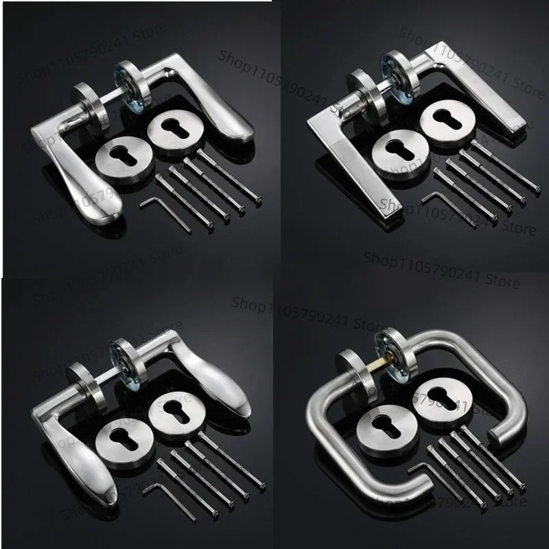 1 Set Universal Stainless Steel Interior Door Handle Set, Bedroom Split Door Lock Knob Hardware
