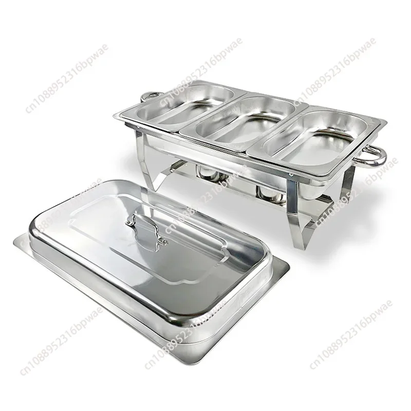 7.5L 2 Pans Stainless Steel Professional Chafing Dish Food Warmer Warming Container Set for Party Buffet Cater Food Warmer Fuel