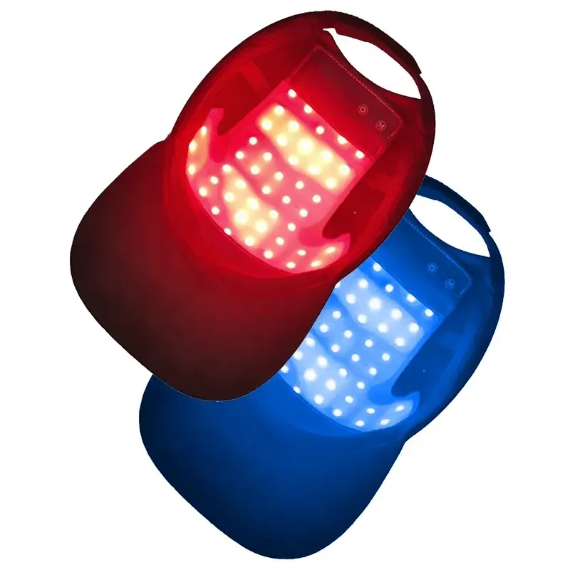 Sombrero LED Gorra de luz roja Nir Perdita de cabello Rerescita Crecimiento Desmontable y lavable