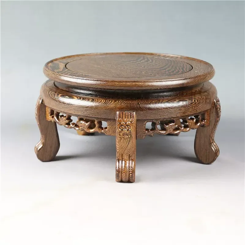 Chinese Mahogany Wood Stand for Bonsai Porcelain Vase Teapot Fish Tank Ornament Antique Solid Wood Jade Display Base Bracket