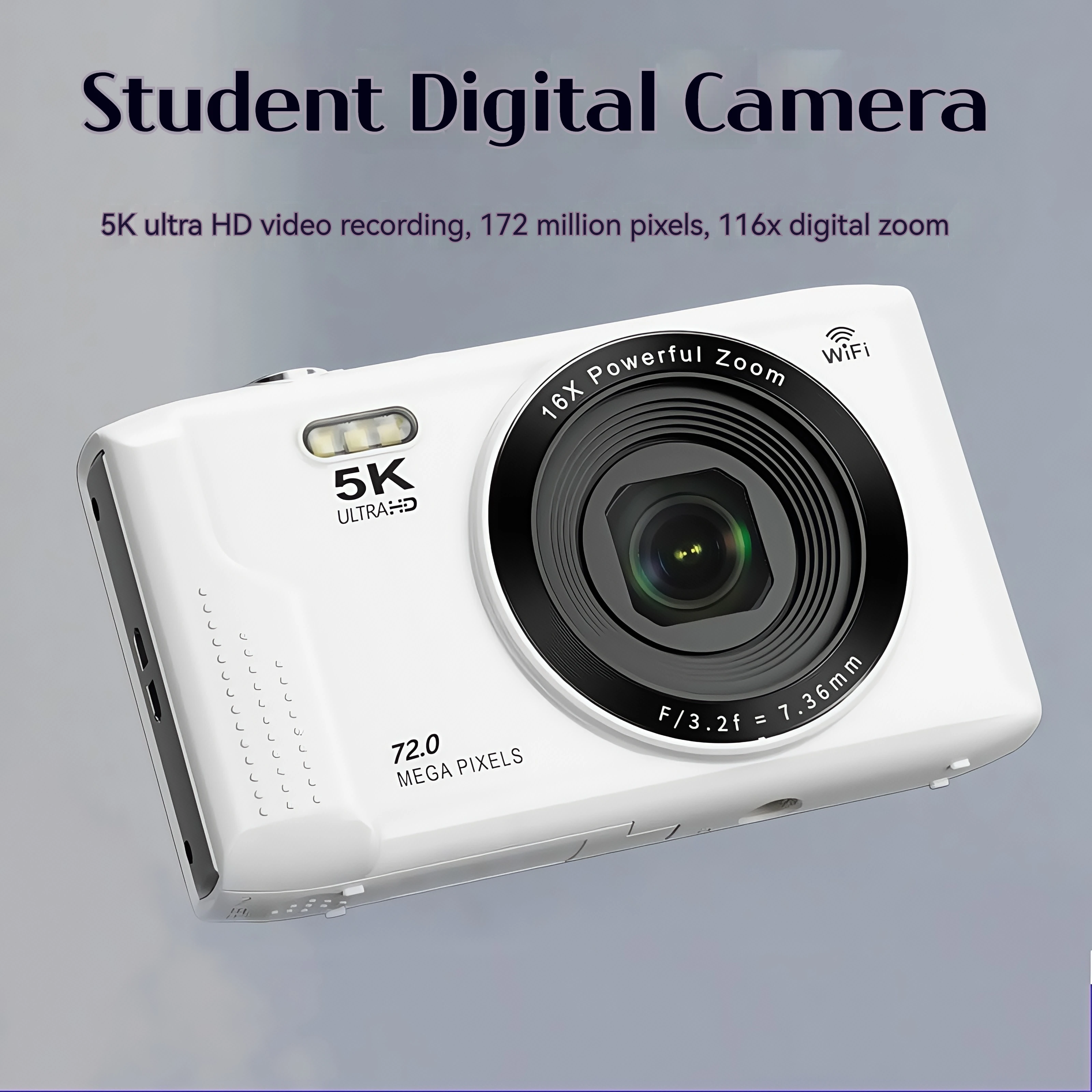 Retro Card Digital Camera 72MP HD Student Camera with 5K Video Capability Portable Travel Vlog Camera Featuring Beauty Filter