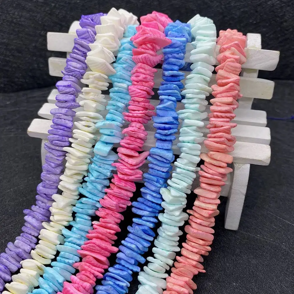 Irregular Natural Shell Dyeing Beads Multicolor Shell Straight Holes Loose Bead 1 Strand Handmade Necklace Bracelet Jewelry Gift