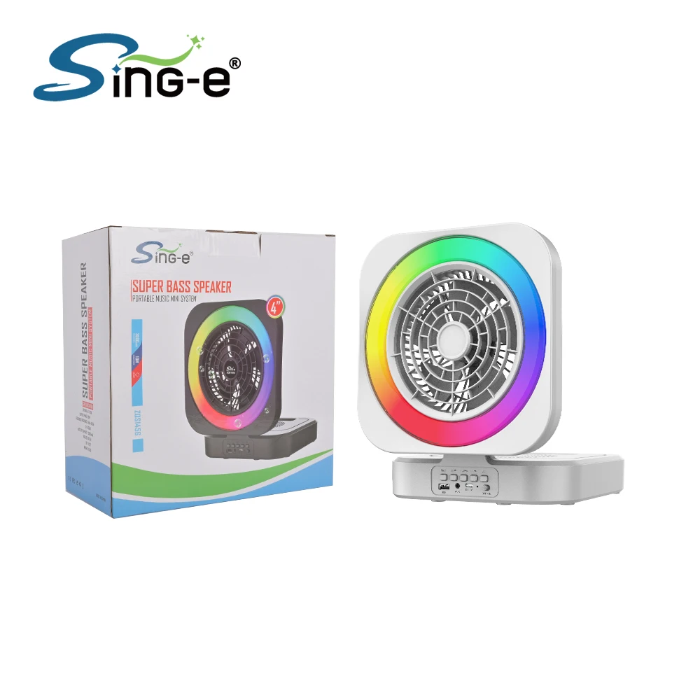 

ZQS1456 Portable Foldable Bluetooth Speaker With Fan RGB Light Audio Recording Sound System Desktop Home Outdoor Camping
