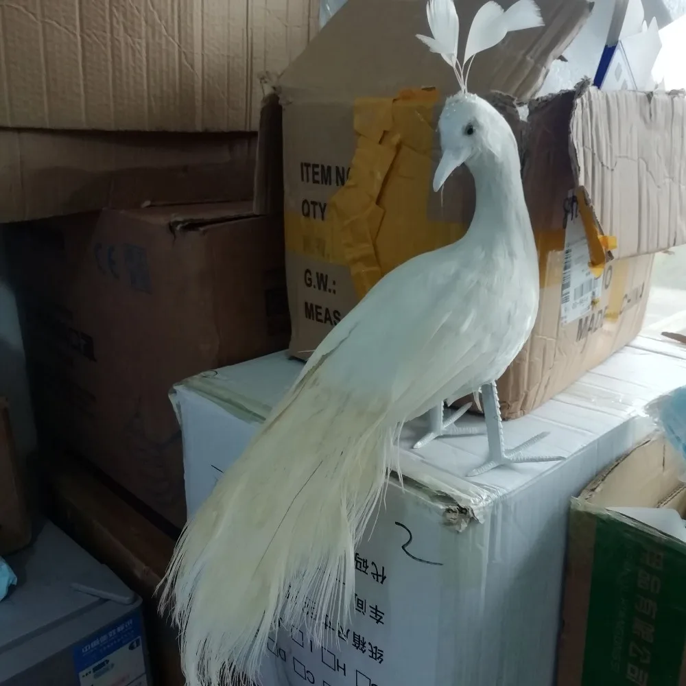 

beautiful simulation white foam and feather peacock head model gift about 45cm a0019