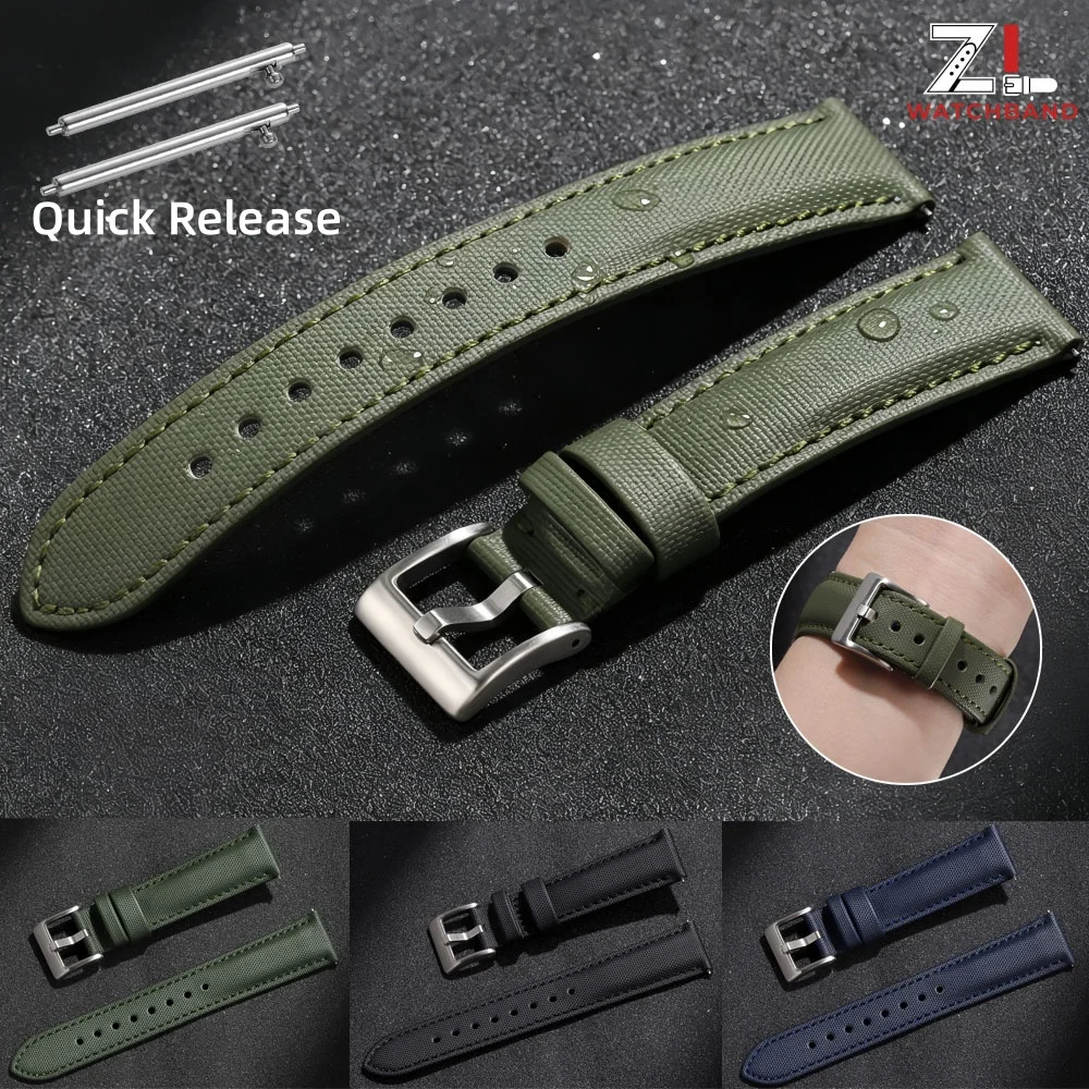 Premium Sailcloth Watch Band for Blancpain for Omega Straps 18mm 20mm 22mm Waterproof Canvas Nylon Quick Release Bracelet Belt