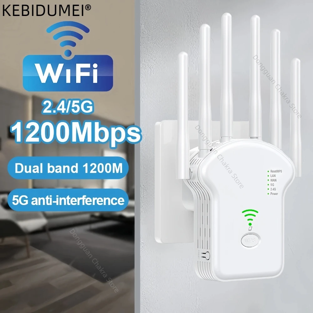 1200Mbps Wireless WiFi Repeater Wifi Signal Booster Dual-Band 2.4G 5G WiFi Extender 802.11ac Gigabit WiFi Amplifier WPS Router