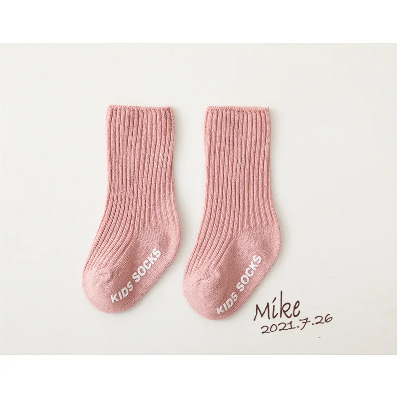 1 Pair Vertical Strip Baby Kids Knitted Socks Simple Basic Mid-Calf Crew for Boys Girls Newborn Infant Toddler Children Socks