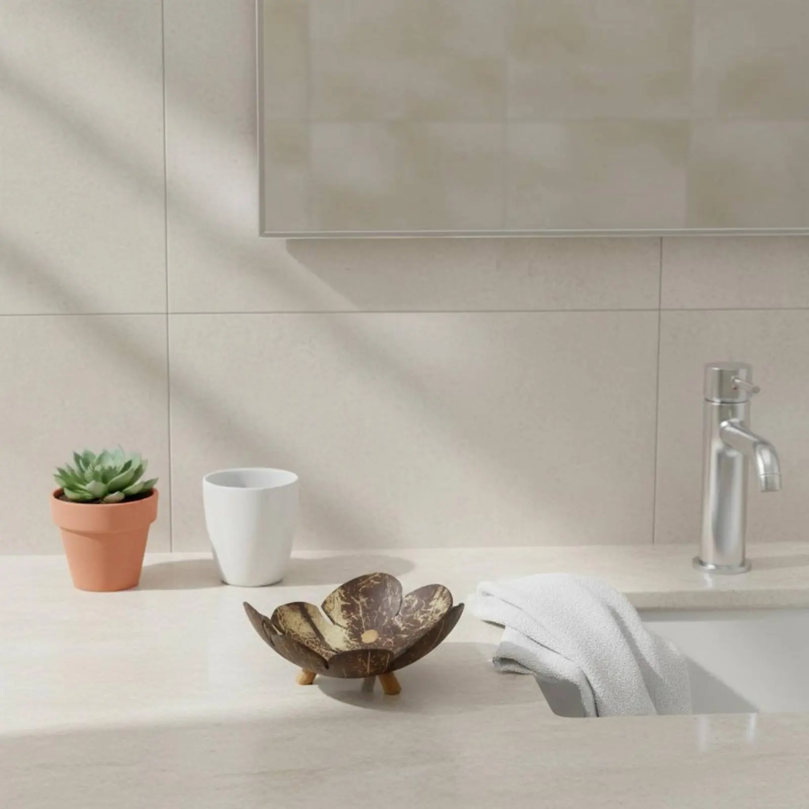 

3 Pieces Coconut Shell Soap Dish Natural Material Bath Item Bathroom Accessory Decorative for Washroom