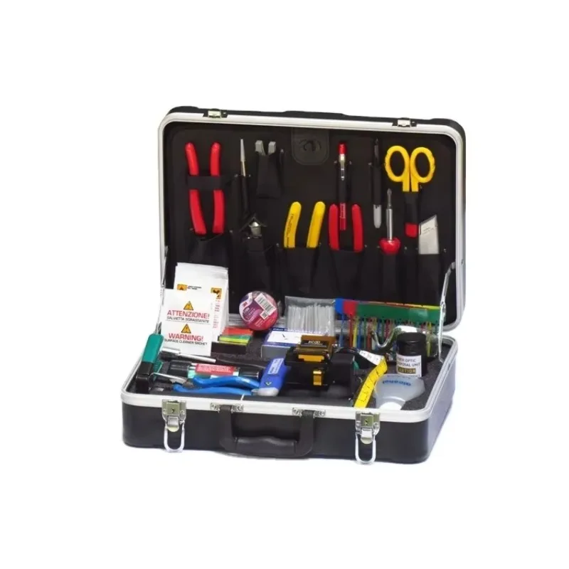 2025 FCST210211 Universal Aluminum Fiber Optical Splicing Tool Kit With Stripper Cleaver And  Fusion Splice Protection Sleeves 6