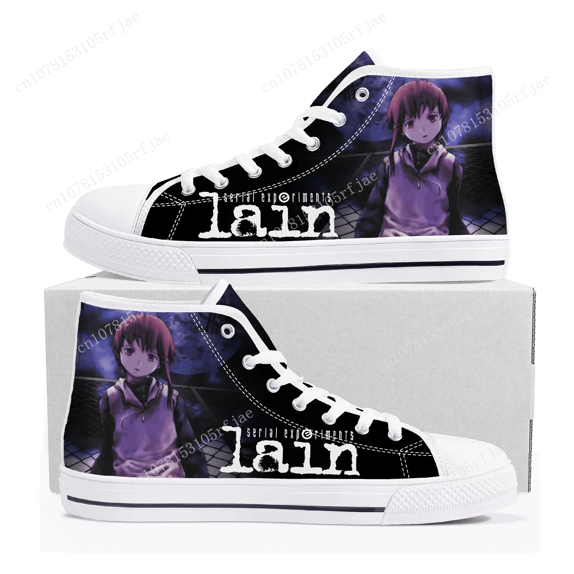 Serial Experiments Lain High Top Sneakers Cartoon Game Mens Womens Teenager High Quality Canvas Shoes Casual Tailor Made Sneaker