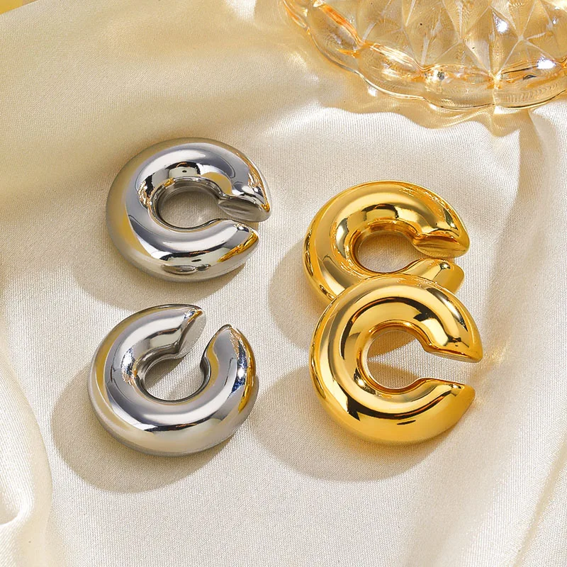 2024 Punk Non Piercing Gold Color Chunky Ear Cuff Unisex Bold Statement Thick Cartilage Cuff Earrings Jewelry Gifts