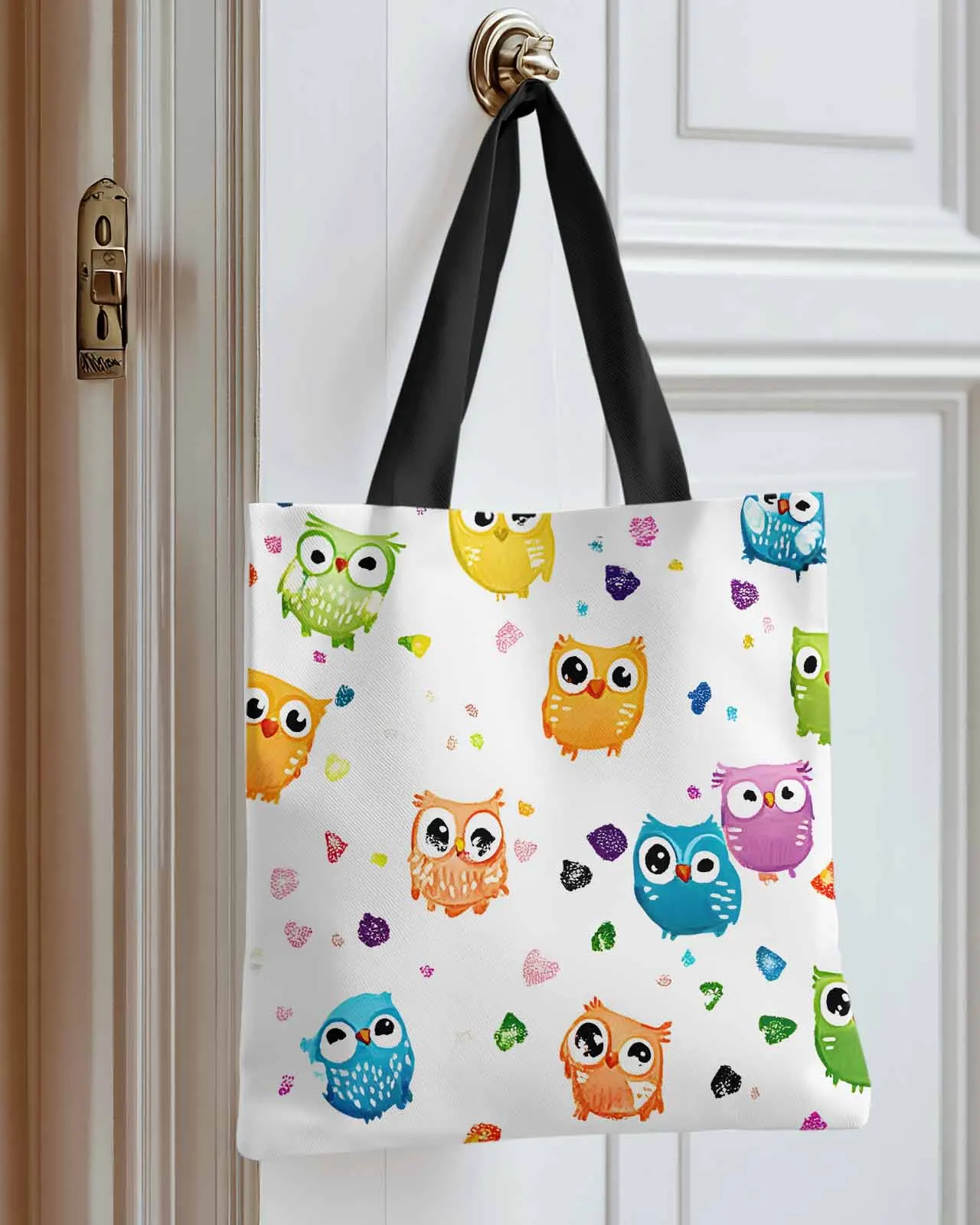 

Cartoon Cute Owl Animal Canvas Bag Handbag Oxford Cloth Eco Shopping Storage Bag for Home Use