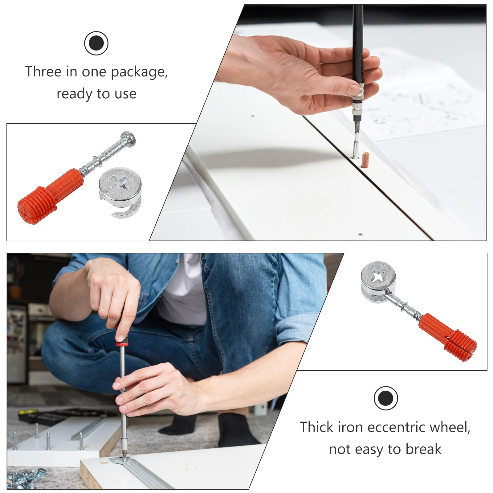 

30Sets Furniture Locking Bolt Cam Lock Nut Connector 3in1 Cabinet Drawer Wardrobe Iron Hardware Cam Lock Fittings