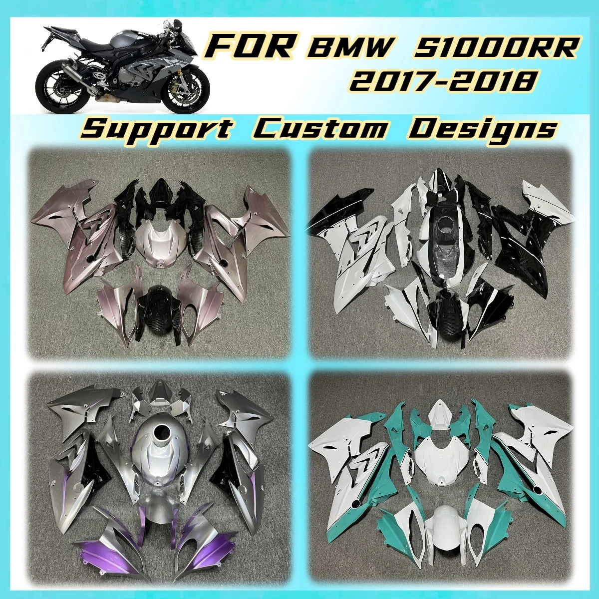 High Quality Fairing Kit 100% Fit for BMW S1000RR 2017 2018 Full Cover Replacement Plastics ABS Fairings S 1000RR 17 18