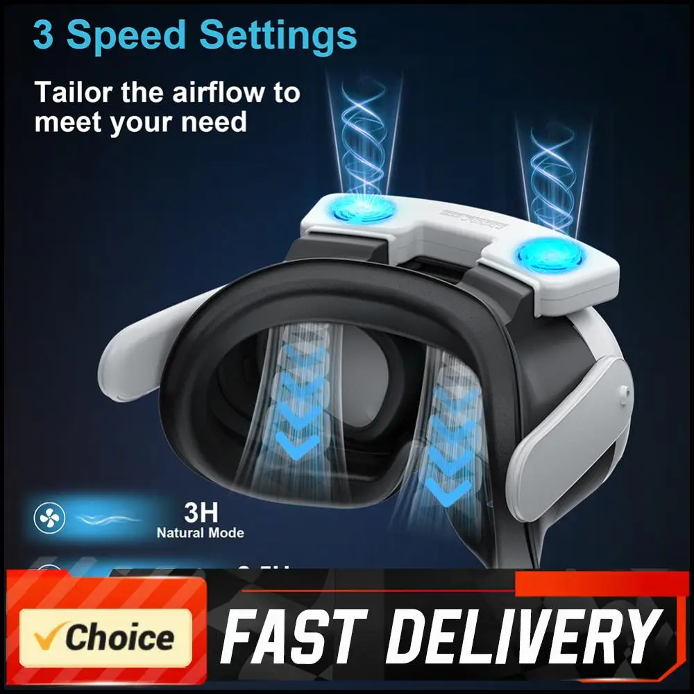 VR مروحة التبريد دوران الهواء تنفس مروحة التبريد غطاء الوجه 3 سرعات مع وسادة الوجه PU لسماعة ميتا كويست 3 VR #4