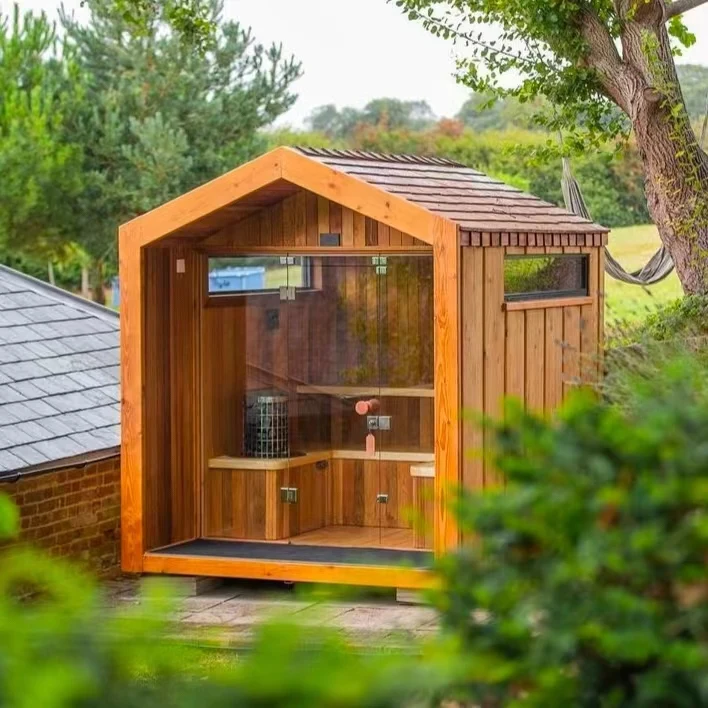 Customization.3-4 Person Sauna Room Steam Shower Sauna Room Solid Wood Outdoor Sauna