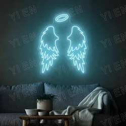 Enseigne au néon LED énorme ailes d'ange, décoration de la maison, décor mural au néon personnalisé, décor de barre de visée, ailes personnalisées, Int House