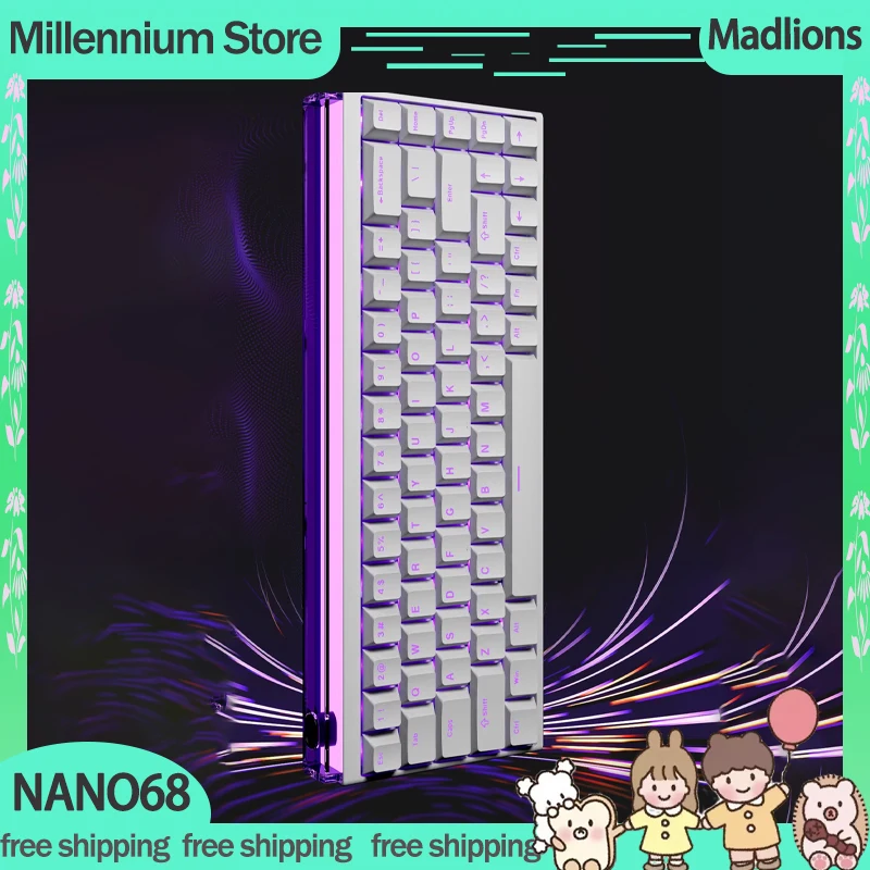 Madlions NANO68 Gamer Magnetic Switch Mechanical Keyboard TTC RGB Wired Keyboard Esports Gaming NANO68 Pro Keyboard Custom Gifts