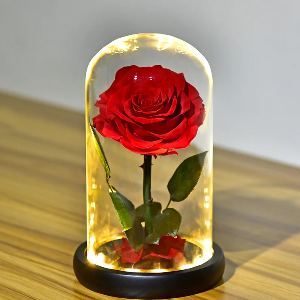 

Glass Dome Preserved Flower Creative Colorful Light Romantic Elegant Gift Valentine's Birthday Wedding Decoration Luminous