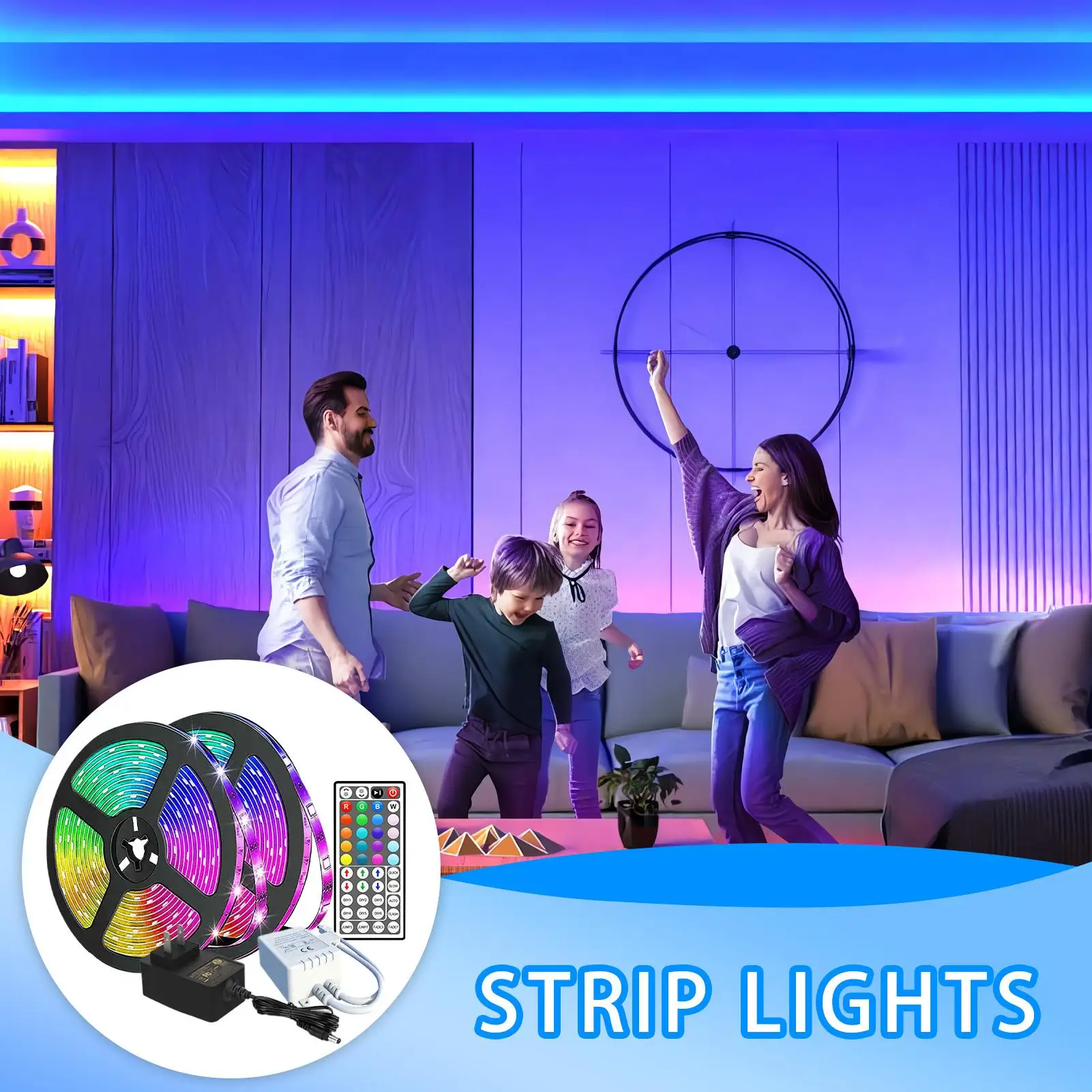 Colored LED Strip Lights Remote Control Flexible Adhesive Backing 2m Multiple Colors Strip Lighting Room Decor For Living Room