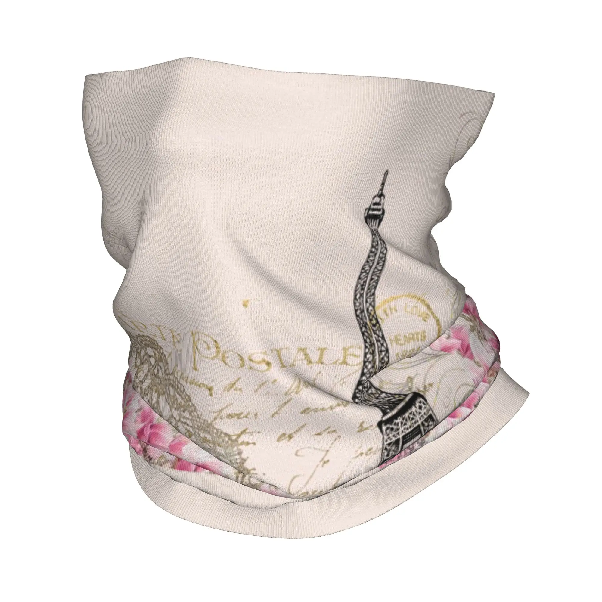 

Custom Vintage Floral Eiffel Tower Paris Collage Bandana Neck Gaiter UV Protection Face Scarf Cover Men Women Headband Tube