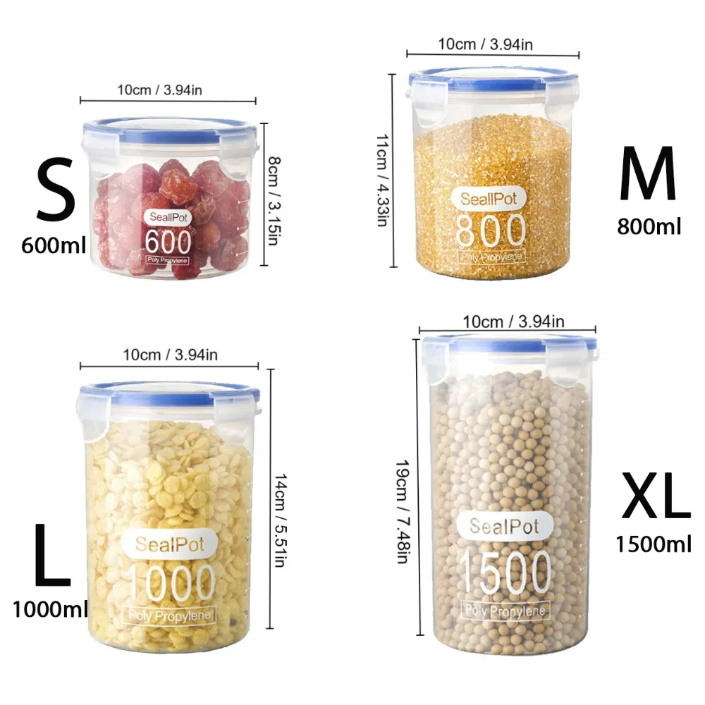 Large Capacity Kitchen Food Storage Canisters Sealed Plastic Refrigerator Storage Tank Transparent with Scale