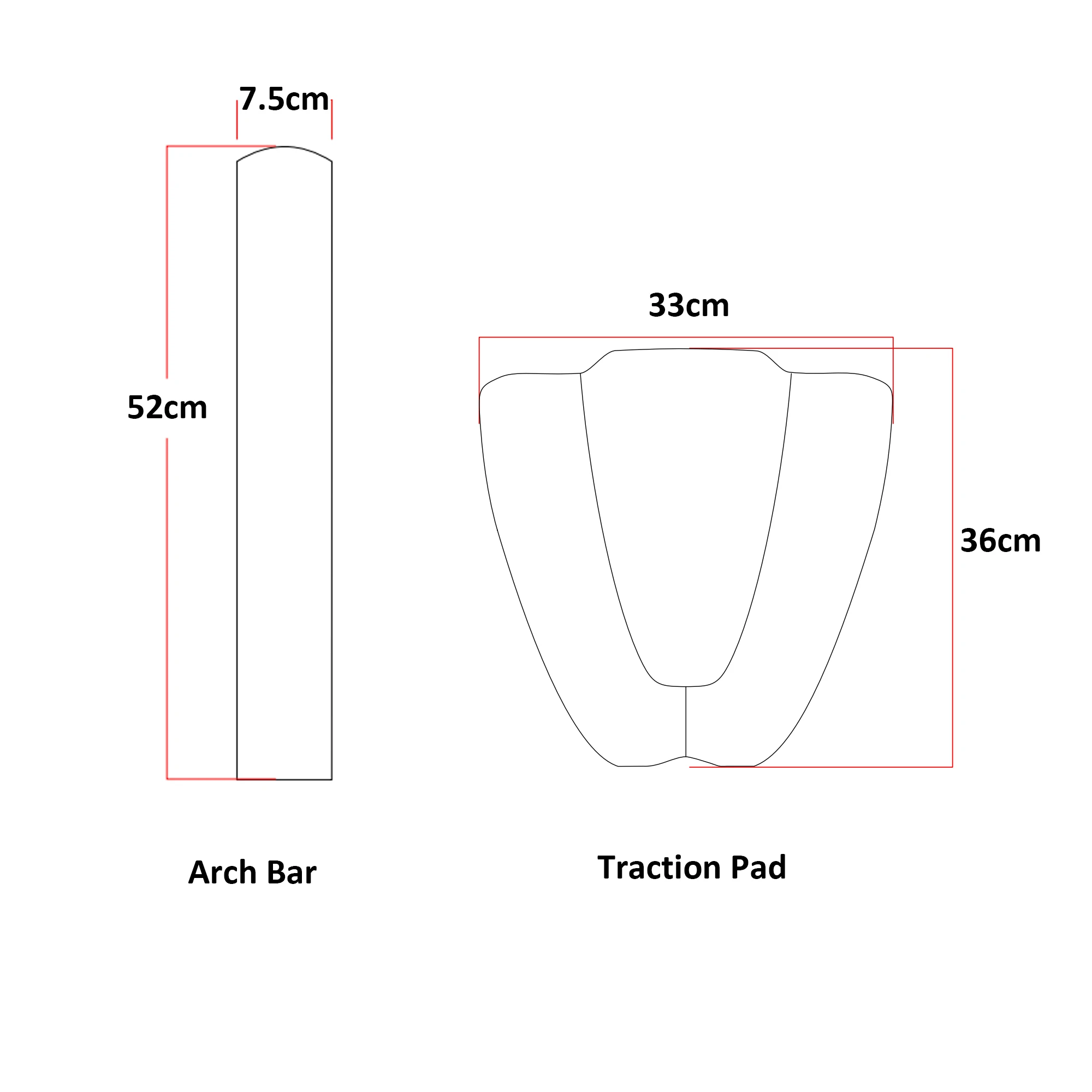 White Surfboard Deck Pads EVA Traction Pads Skimboard Tail Pad Front Arch Bar Stomp Pad Grip Anti-Slip with 3M Adhesive