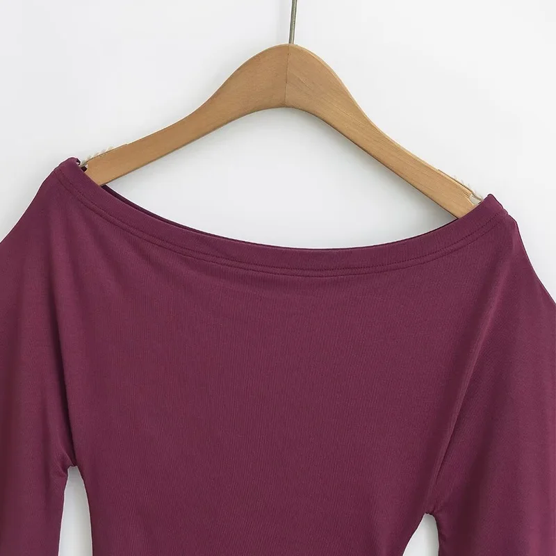 สไตล์เกาหลีผู้หญิงฤดูร้อนเซ็กซี่แขนค้างคาว Slash คอปิดไหล่เสื้อยืด Cinching เอว Slim Top