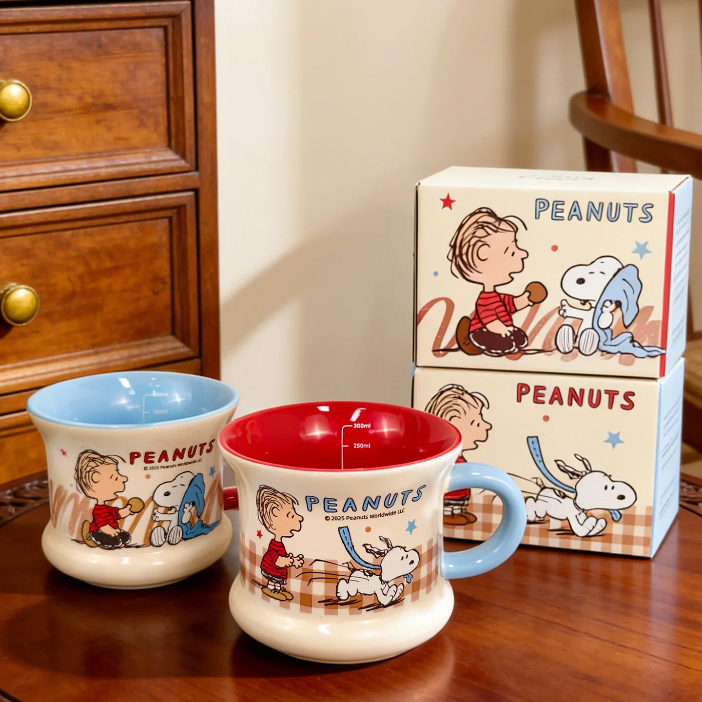 New 310Ml Cute Cartoon Snoopy Colorful Ceramic Box Set Mug Heatable Beautiful Home Office Coffee Milk Water Kid Birthday Gift