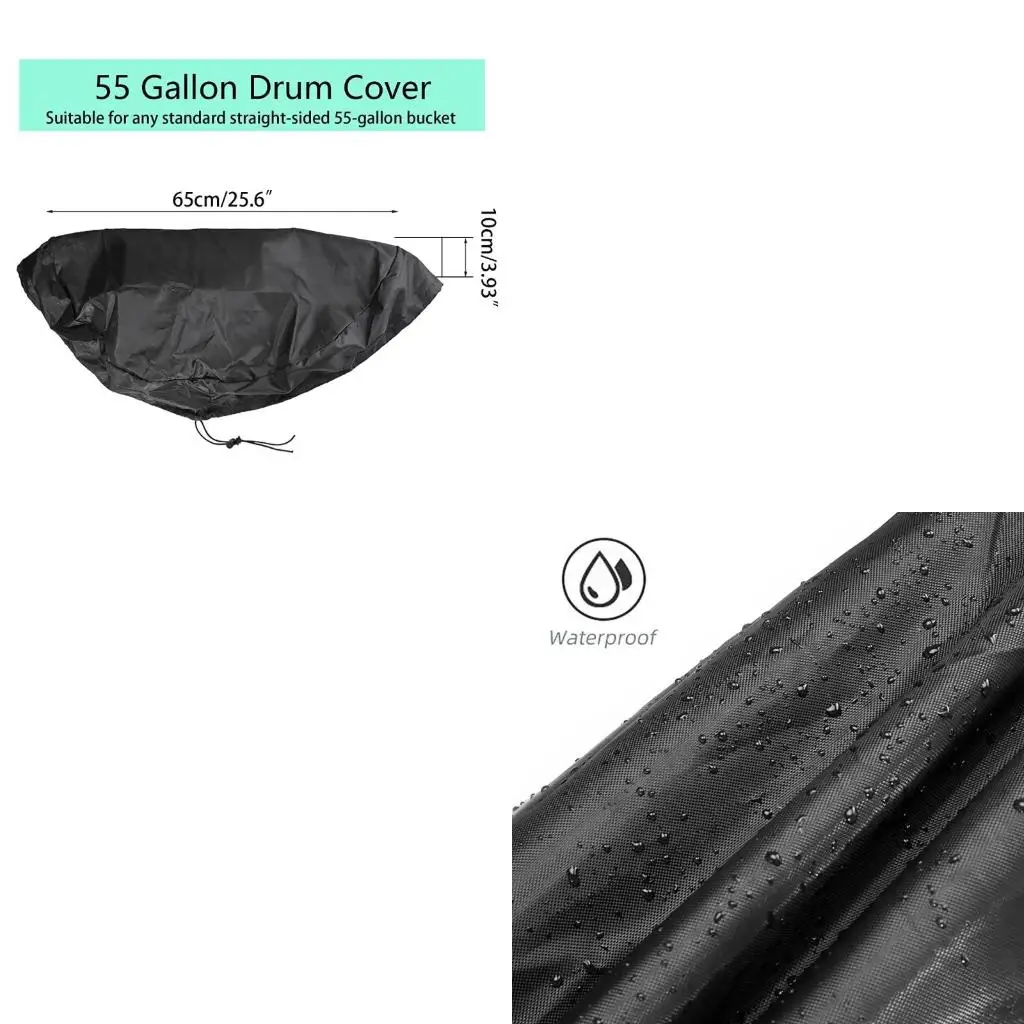 

55 Gallon Drum Cover Oxford Cloth Adjustable Anti-uv Cover Supplies Household