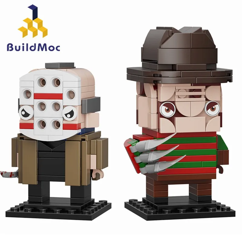 

Buildmoc Horror Movie Freddyeds Brickheadz Jason Figures MOC Set Building Blocks Kits Toys for Children Kids Gifts 268PCS Bricks