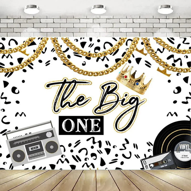 1st Birthday Photography Backdrop Notorious Theme Party Banner Wall Decoration Crown First  Background Party Baby Shower Happy