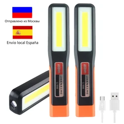 Linterna LED COB de 500LM, luz de trabajo recargable por USB de 3800mAh, lámpara de inspección de 270 °, luz de emergencia roja de 3 modos, tienda de campaña Lant