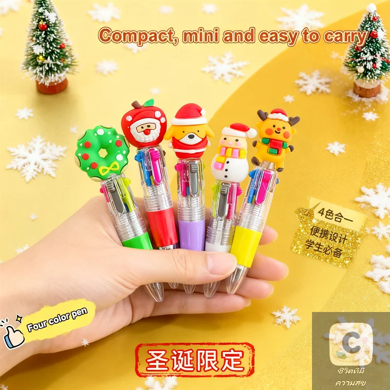 

"5 шт. праздничная мини-4 цветная шариковая ручка очаровательный Санта-Олень 6 оттенков телескопическая ручка школьные принадлежности