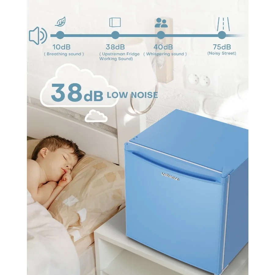 ثلاجة صغيرة 1.7 قدم مكعب مع فريزر للمكتب وغرفة النوم: ثلاجة مدمجة بباب واحد مع ترموستات قابل للتعديل Ene #5