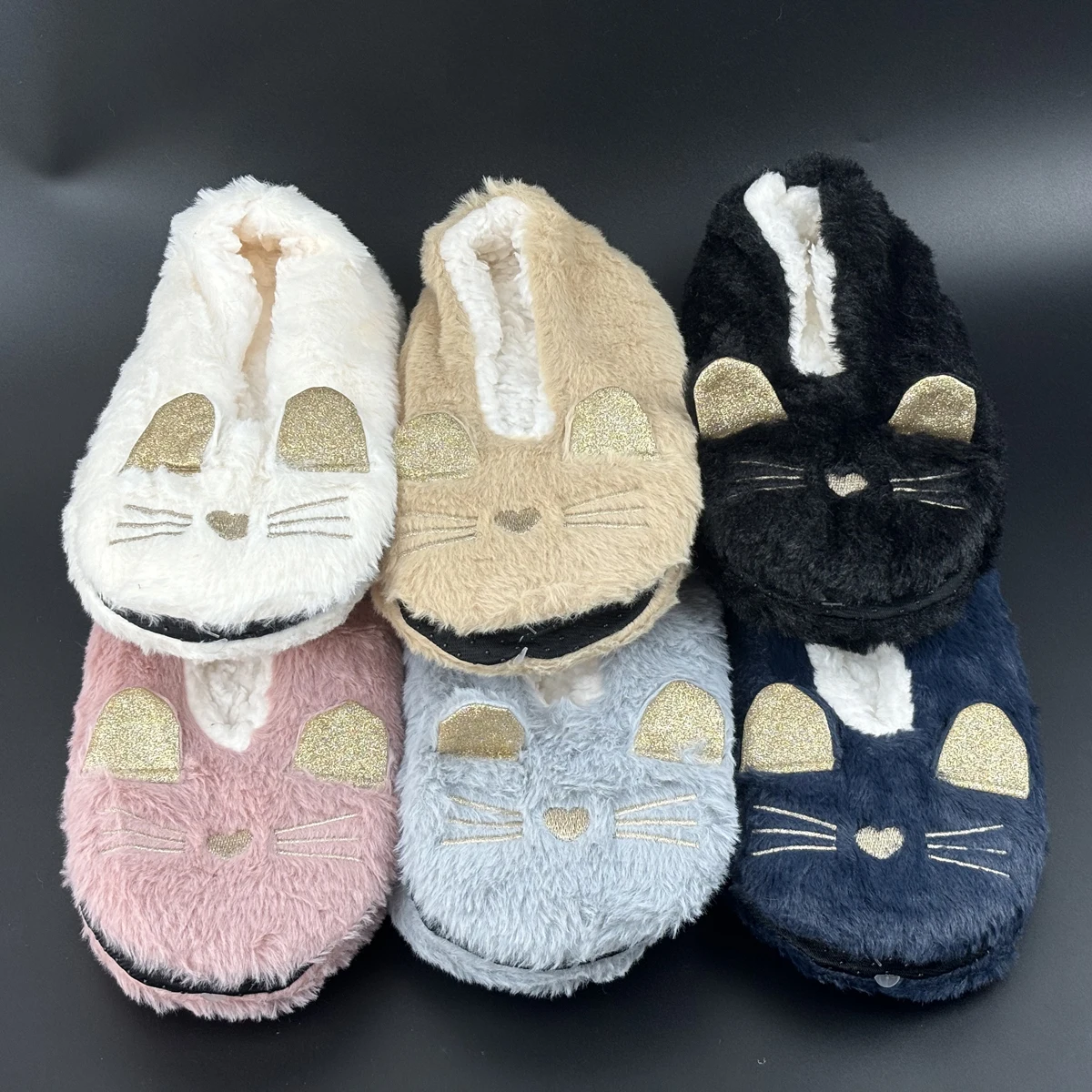 Fluffy Female Floor Slipper Women Kawai Cat Winter Warm Thick Fur Plush Anti Skid Grip Cute Funny Indoor Home House Shoes Ladies