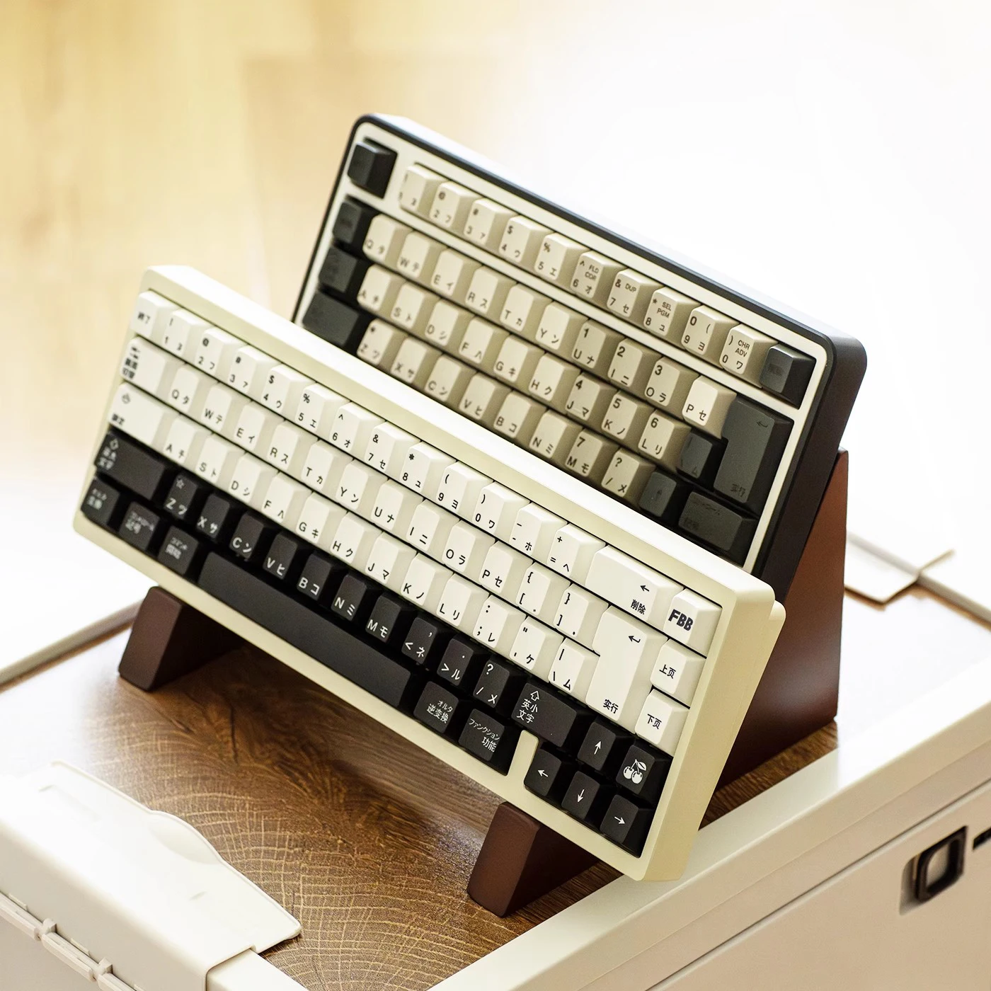 FBB 2 Tiers Keyboard Display Stand Frame Wooden with Metal Keyboards Stand Detachable Mechanical Key board Rack Holder