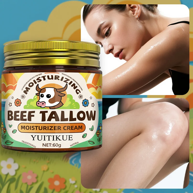 YUITIKUE Beef Tallow Moisturizer Cream, Fast Absorb Deep Hydrating Lotion For Face Hand Foot Arm Full Body Skin Care