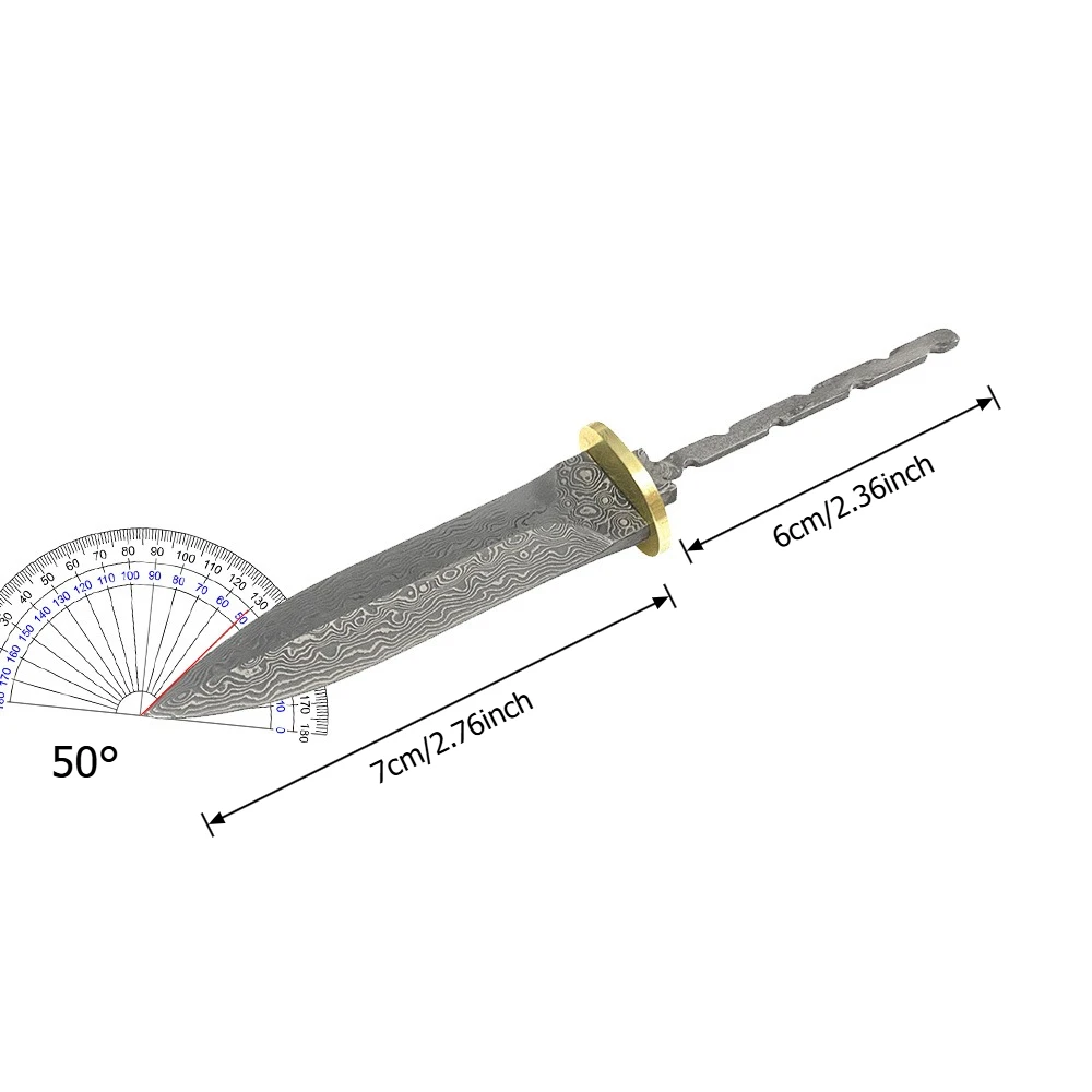 Damascus Steel Tea Knife Blank, Tea Sword Blank & Tea Shovel Blank - Large Straight Blade Blanks for DIY Crafting view 2