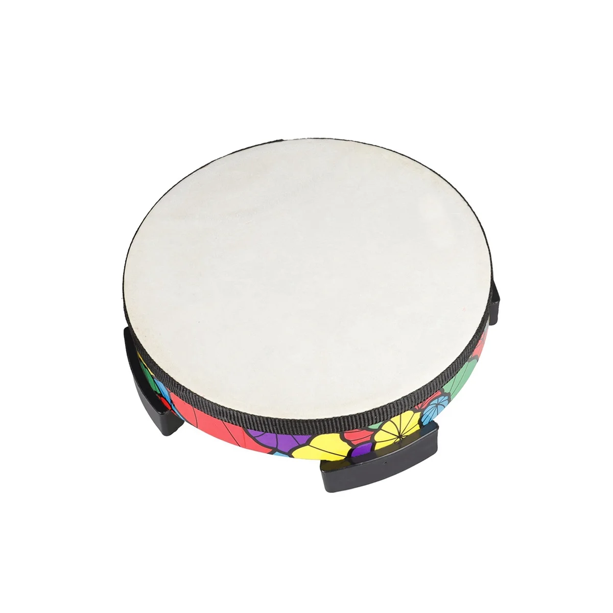 Ground Drum Sheepskin Applique Tambourine Hand-Held Percussion Instrument Kids Musical Gift Child Educational