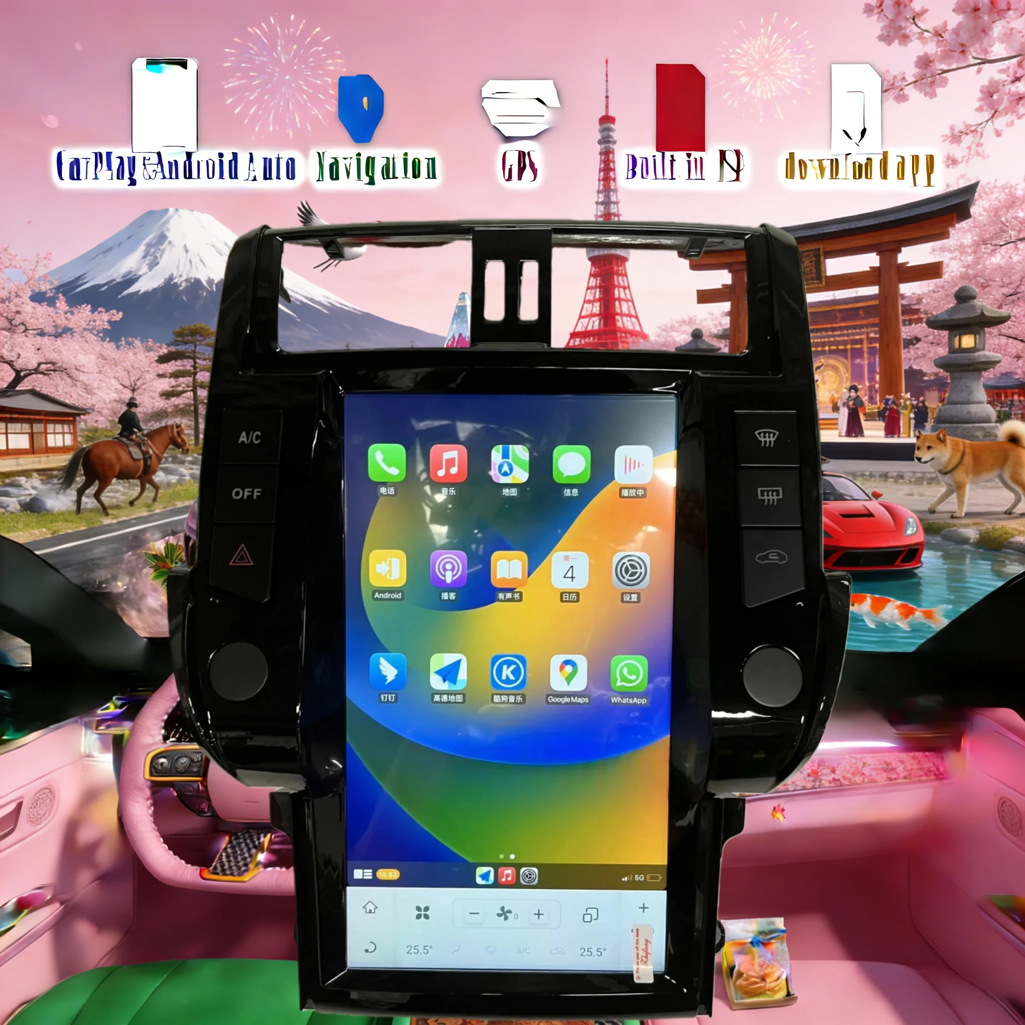 

13.6-дюймовый автомобильный радиоприемник с Android 13 и CarPlay для Toyota Land Cruiser Prado 150 2010-2017, GPS-экран, мультимедийный стереоплеер
